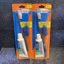2 X DR. Fresh Dental Travel Kit 3-In-1 Toothbrush, Toothbrush Cap Toothpaste