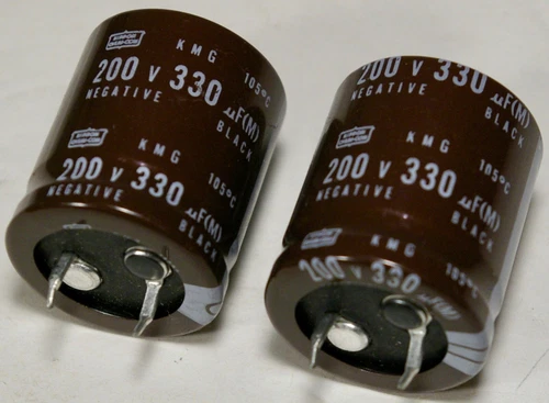 330uF 200V 105°C 25x30mm Snap In Electrolytic Capacitor Nichicon Chem-Con Quan 2
