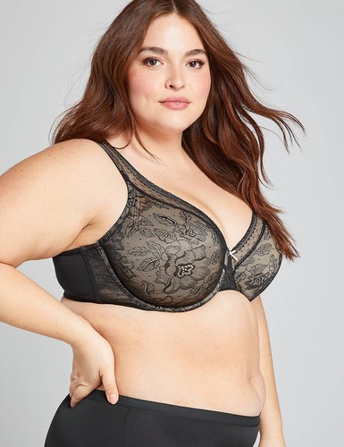 NWT Cacique Black Lace Underwire Modern Lace Unlined Full Coverage Bra Size: 38J - Picture 2 of 13
