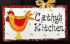 ROOSTER SIGN Personalize Name KITCHEN DECOR WALL HANGER PLAQUE Chicken Country
