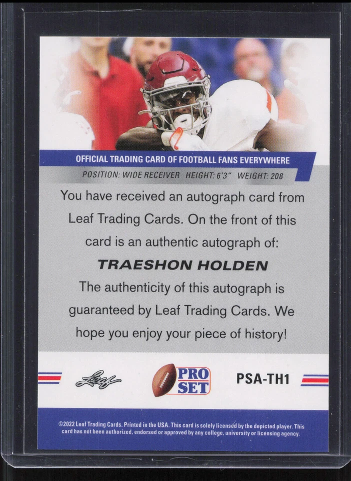 2022 Leaf Pro Set #PSA-TH1 Traeshon Holden Auto Alabama - Image 2 of 2