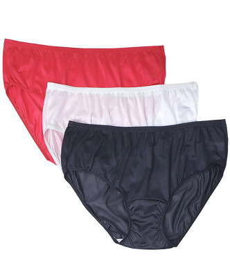 Shadowline Panty Women's Underwear Hipster Nylon No Ride Full Seat 3-Pack 11032