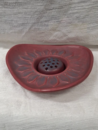Mid Century Mulberry Van Briggle Art Pottery Sunflower Centerpiece Flower Frog