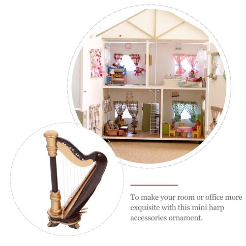 Doll House Decoration Ornaments Harp Miniature Harp Model Harp Miniature Model - Picture 12 of 12