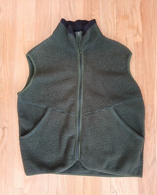 REI Sherpa Full Zip Vest Mens Medium Green Polartec Deep Pile