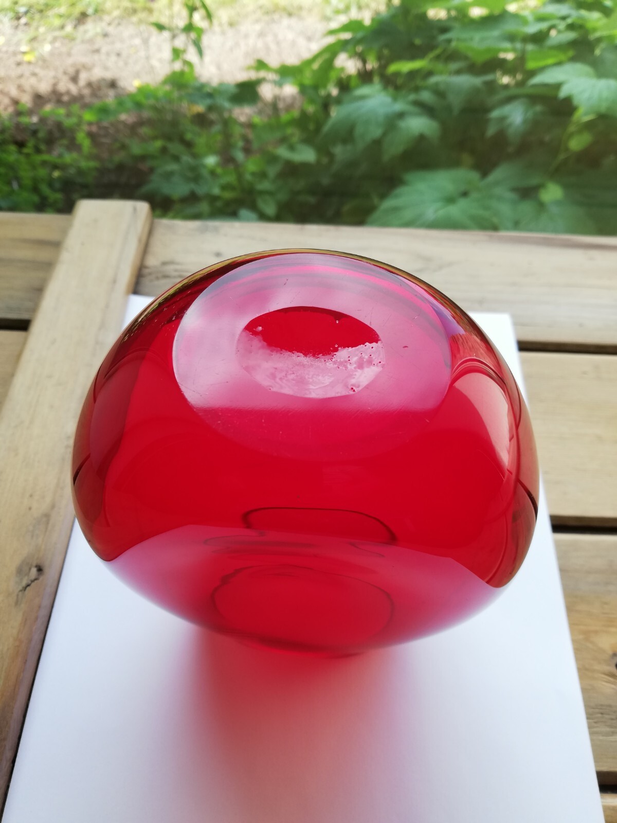 Whitefriars Ruby Red Glass Dimple Vase. 9630 (6.5 ") Mike Cripps. C