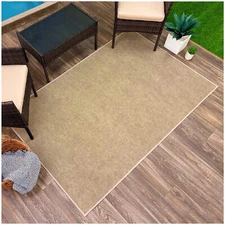 Koeckritz Economy Ribbed Taupe Indoor/Outdoor Area Rug | Patios, Deck, & Porches