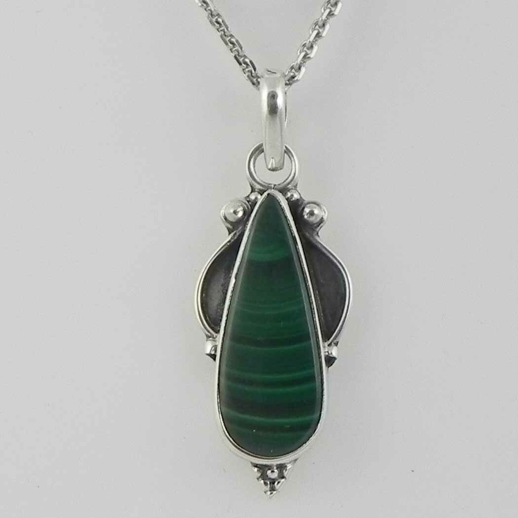 Silver Malachite Malachite Necklace Cultured Pearl And Malachite Round 925  Sterling Silver Necklace