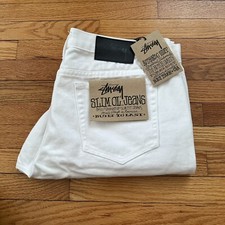 NWT Stussy Denim Jeans Slim Ol Jeans White Size 36 Skater Surf Made In USA NEW