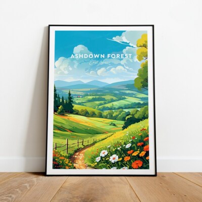 East Sussex, Ashdown forest Traditional Travel poster Choose your Size