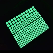 1 Sheet 407 Pcs Green Glow in The Dark Wall Stickers Adhesive Dots Luminous C...