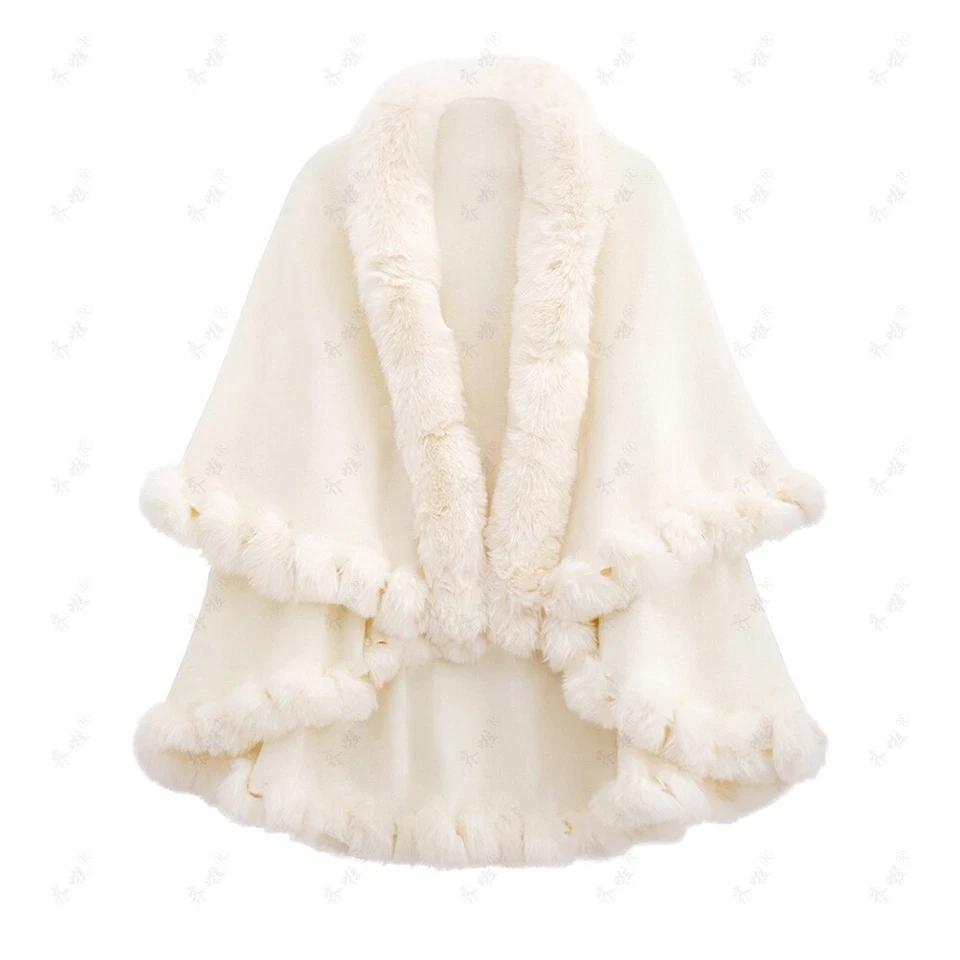 Para mujeres Baile de graduación Genuino Piel de Conejo Tejido Capa Estola Boda Chal Envolturas Invierno Foto 2 de 4