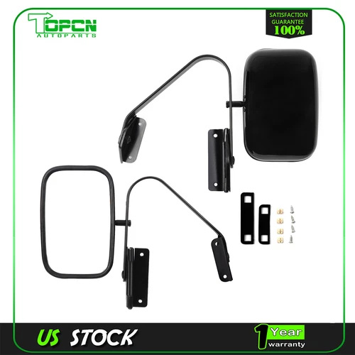 A Pair Manual Black Steel 5x8 Swing Lock Mirrors For 80-96 Ford F150P/U/BRONCO