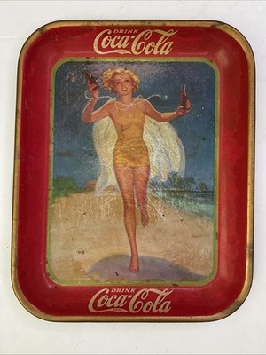 Vintage Original 1937 Coca-Cola Girl Serving Tray