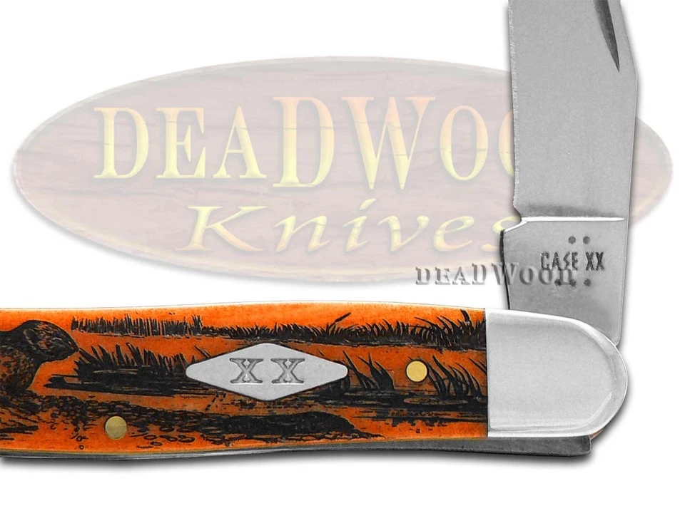 Case xx Knives Muskrat Scene Orange Bone 12515MRAT Stainless 1/500 Pocket Knife - Image 2 of 4