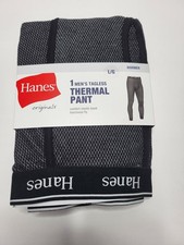 Hanes Thermal Tagless Pant Bottom Mens Large Black White Winterwear NWT