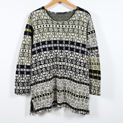 GUDRUN SJODEN _ DAMEN RUNDHALS AZTEKEN LONG PULLOVER TUNIKA _ Gr. XL