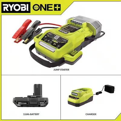 #ad RYOBI ONE 18V Cordless 1600A Jump Starter with 2.0 Ah Battery and Charger P7110 $130.00