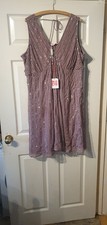 Glamorosa Lilac Purple Sequins Party Dress Uk Size 30 NWT