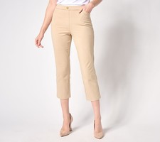 Susan Graver Women's Plus Sz Pants 2X Premium Slim Crop Brown A638800