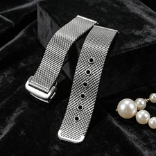 20mm Men Mesh Watch Strap Stainless Steel Band For Omega 007 Seamaster Diver 300