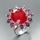 Silver ring 14 ct+ Ruby Ring 925 Sterling Silver Size 8 /R470870
