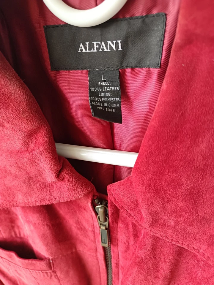 Alfani Red Wine Suede Leather Jacket Ladies Large L - Image 2 of 4