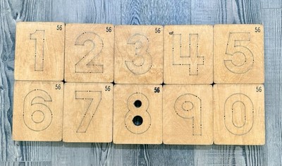 AccuCut Numbers 0-9 Die Set 10 Dies on 4'' Wood Blocks Beige/Black BN1040-47