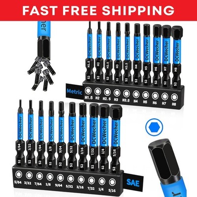 20 PCS Allen Key / Hex Wrench Drill Bit Set   Impact Metric & SAE 2-Inch for DIY