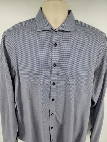 Bruun Stengade Men Slim Fit Dress Shirt Euro 17 43 Blue Check Long Sleeve Button - Picture 10 of 11