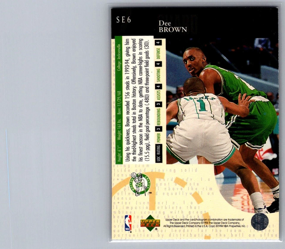 1994-95 Upper Deck #SE6 Dee Brown Special Edition - Image 2 of 2