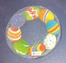 Vintage RARE Peggy Karr Easter Egg Fused Glass Plate 7.75”