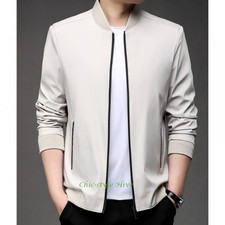 Men Spring Fall Casual Thin Jacket Lightweight Sportswear Full-Zip Baseball Coat