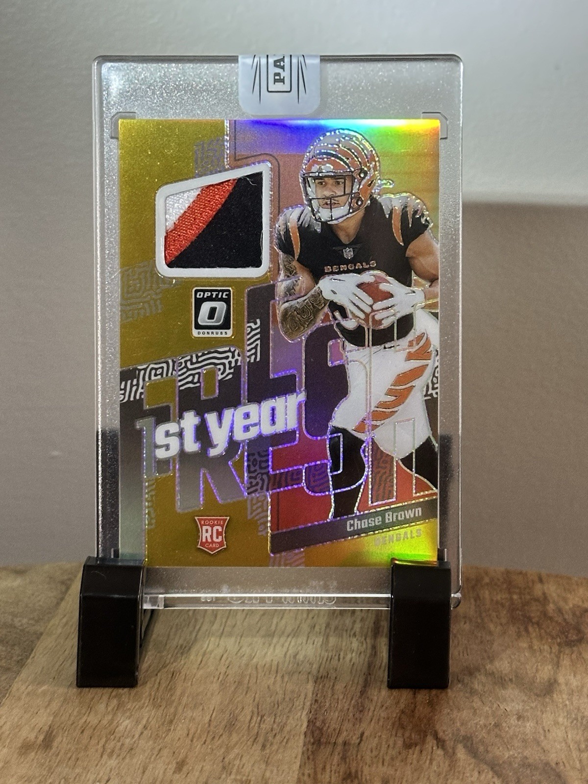 Chase Brown Panini Donruss Optic First Year Fresh Relics #FYFCB Gold