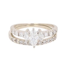 .72ctw Diamond Solitaire with Accents Wedding Set Rings 14k White Gold Size 5