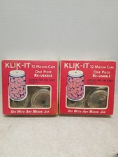 opened boxes KLIK-IT 22 mason caps one piece reusable Vintage canning lids READ