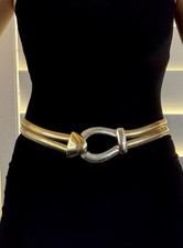 Vintage Alexis Kirk Sculptural Mixed Metal Statement Belt 1980s Designer