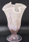 Vintage Fenton Pink Iridescent Opalescent Lily of the Valley Handkerchief Vase