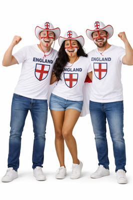 Cowboyhut Erwachsene St George Cross Gesichtsfarbe & England Flagge Unterstützer Set