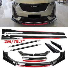 Glossy Black Look Red Front Lip Chin Bumper Side Skirt For Cadillac XT4 XT5 XT6