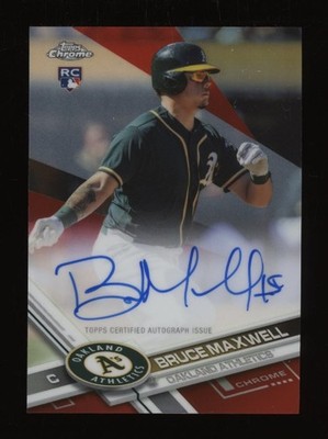 2017 Bruce Maxwell Topps Chrome Red Refractor Auto Rookie Rc #5/5 *NICE*