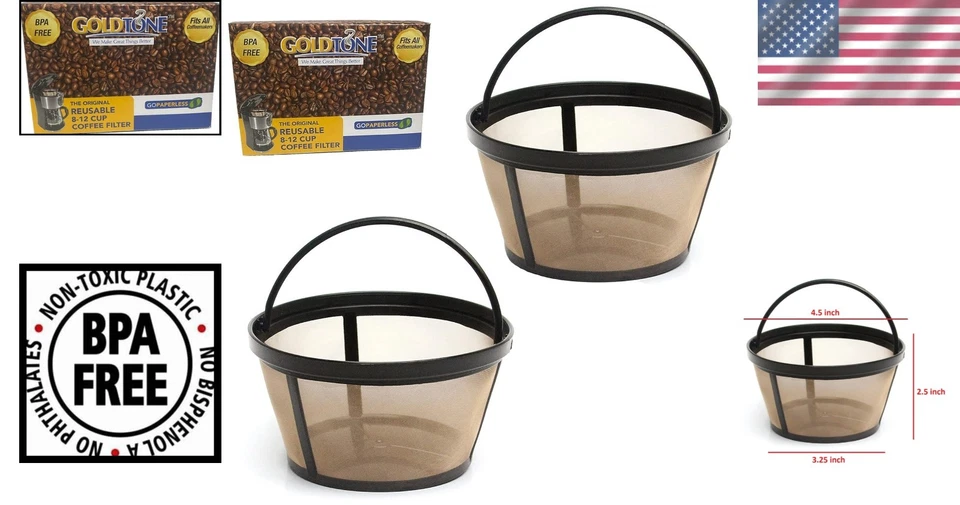 Filtros de café artesanales de acero inoxidable - Se adapta a cafeteras Mr. de 10-12 tazas Foto 2 de 4