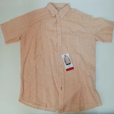 Weatherproof Vintage Men's Short Sleeve Linen M Orange