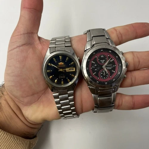 Set Of 2 Vintage Watches Orient Automatic & Seiko Chronograph For Parts-Repair