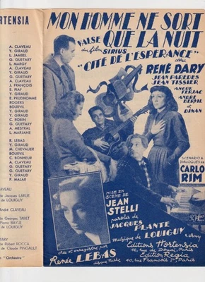 FILM CITÉ ESPÉRANCE PARTITION SORT LA NUIT DARY TISSIER FERJAC BERVIL LEBAS RIM - Photo 1/2