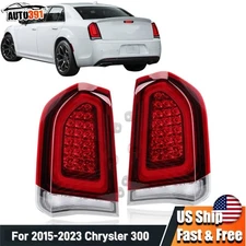 Left&Right Side Tail Lights For 2015-2023 Chrysler 300 Black Trim LED Brake Lamp