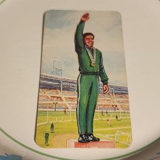 Vintage Athlete Podium Salute Non-Sport Trading Card Medal Stadium Illustration