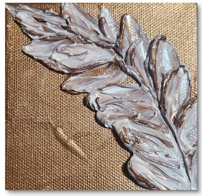 Original Art 4x4 In Canvas Acrylic Abstract Impasto Textured Wall Art Bronze