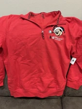 Disney Vacation Club DVC Red Christmas Quarter Zip Sweatshirt Size Medium