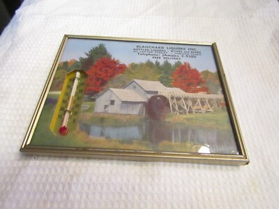 Vntg Blanchard Liquors 741 Center St Jamaica Plain Mass USA Thermometer 1950